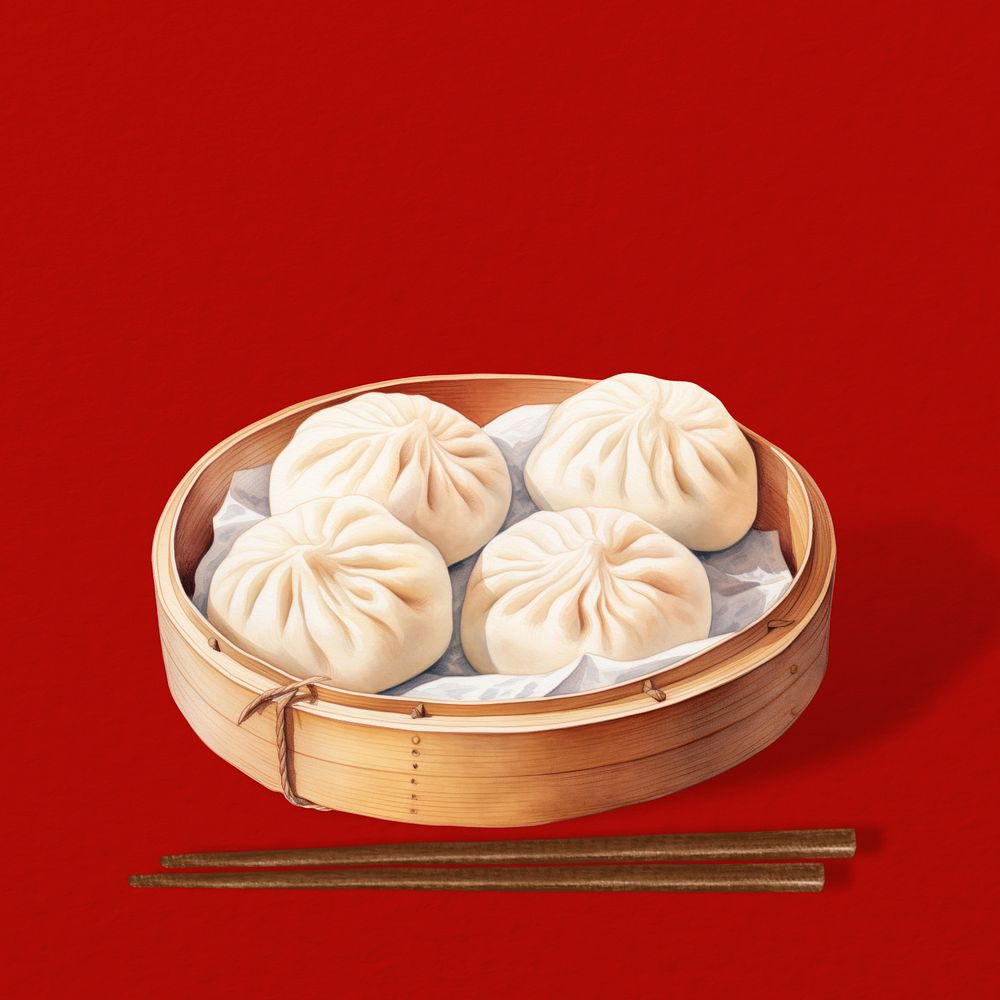 Editable Chinese xiaolongbao, food digital art