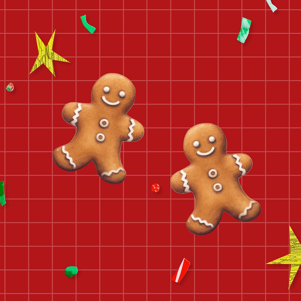 Editable Christmas gingerbread cookies, food digital art