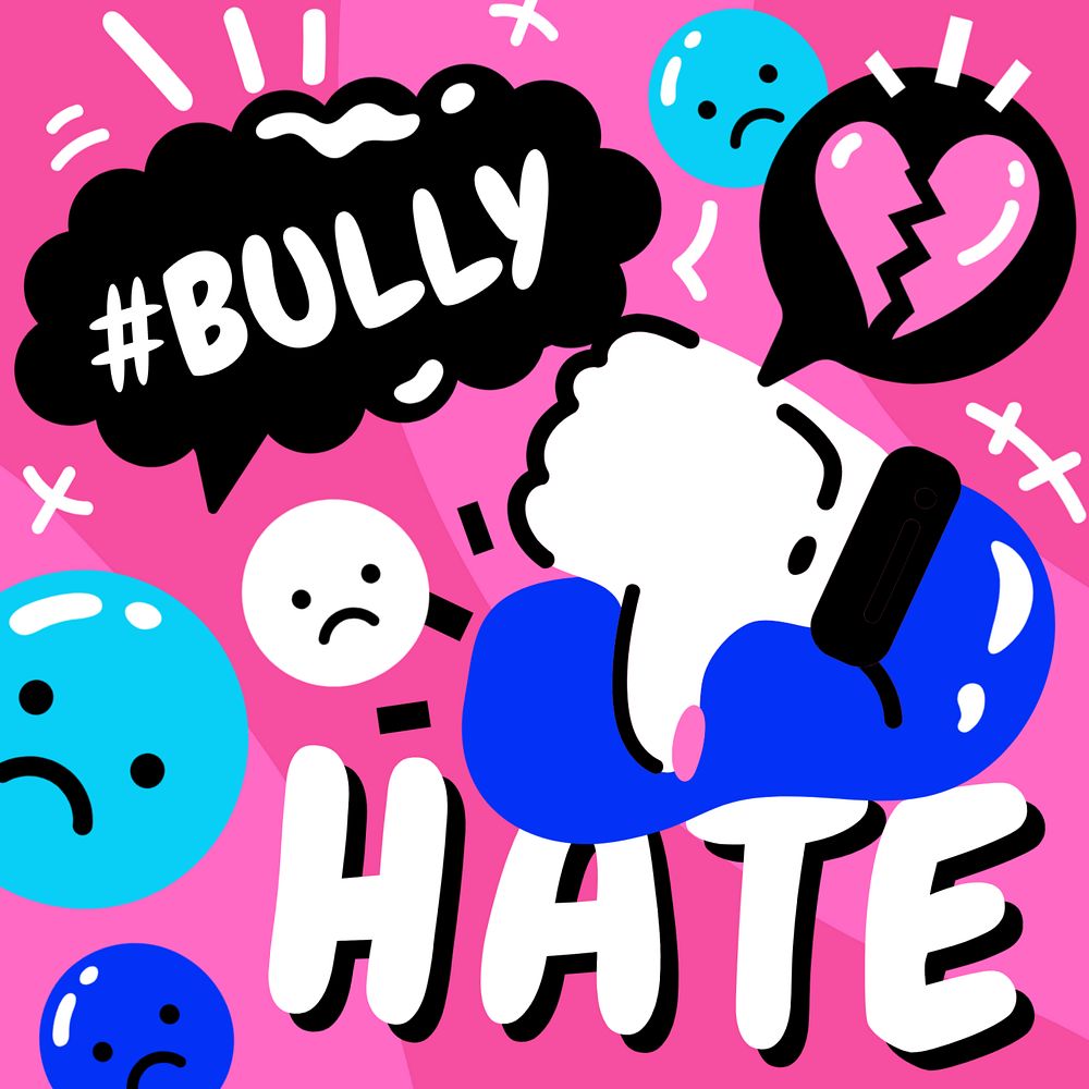 Cyber bullying, editable funky design