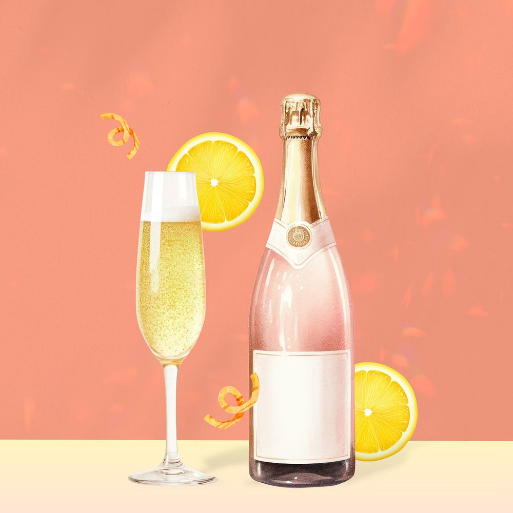 Editable party prosecco, food digital art