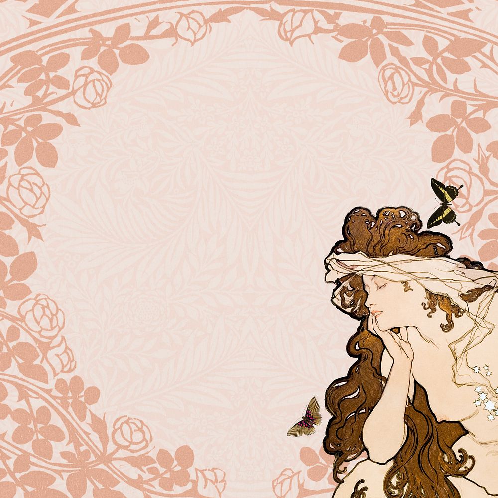 Salon des Cent background, Alphonse Mucha's famous artwork. Remixed by rawpixel.