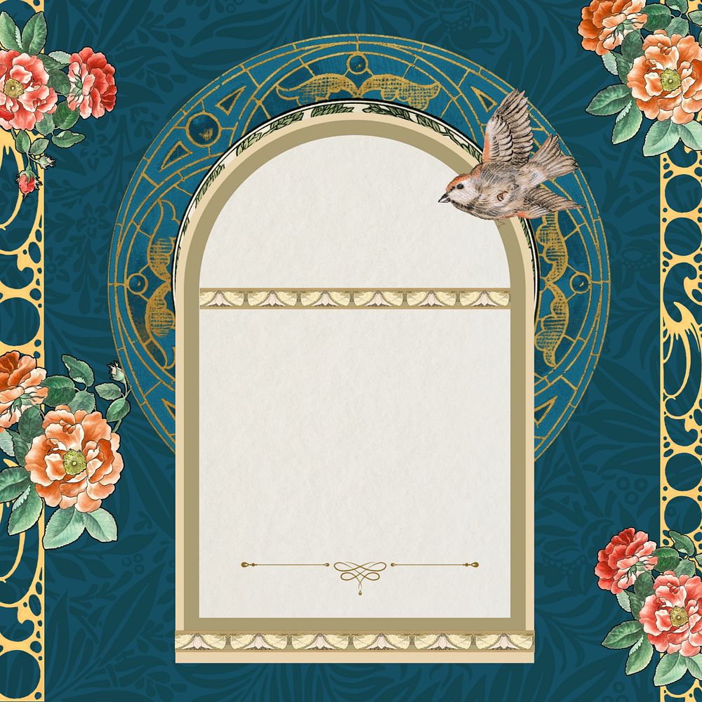 Art nouveau frame background, vintage flower ornament. Remixed by rawpixel.