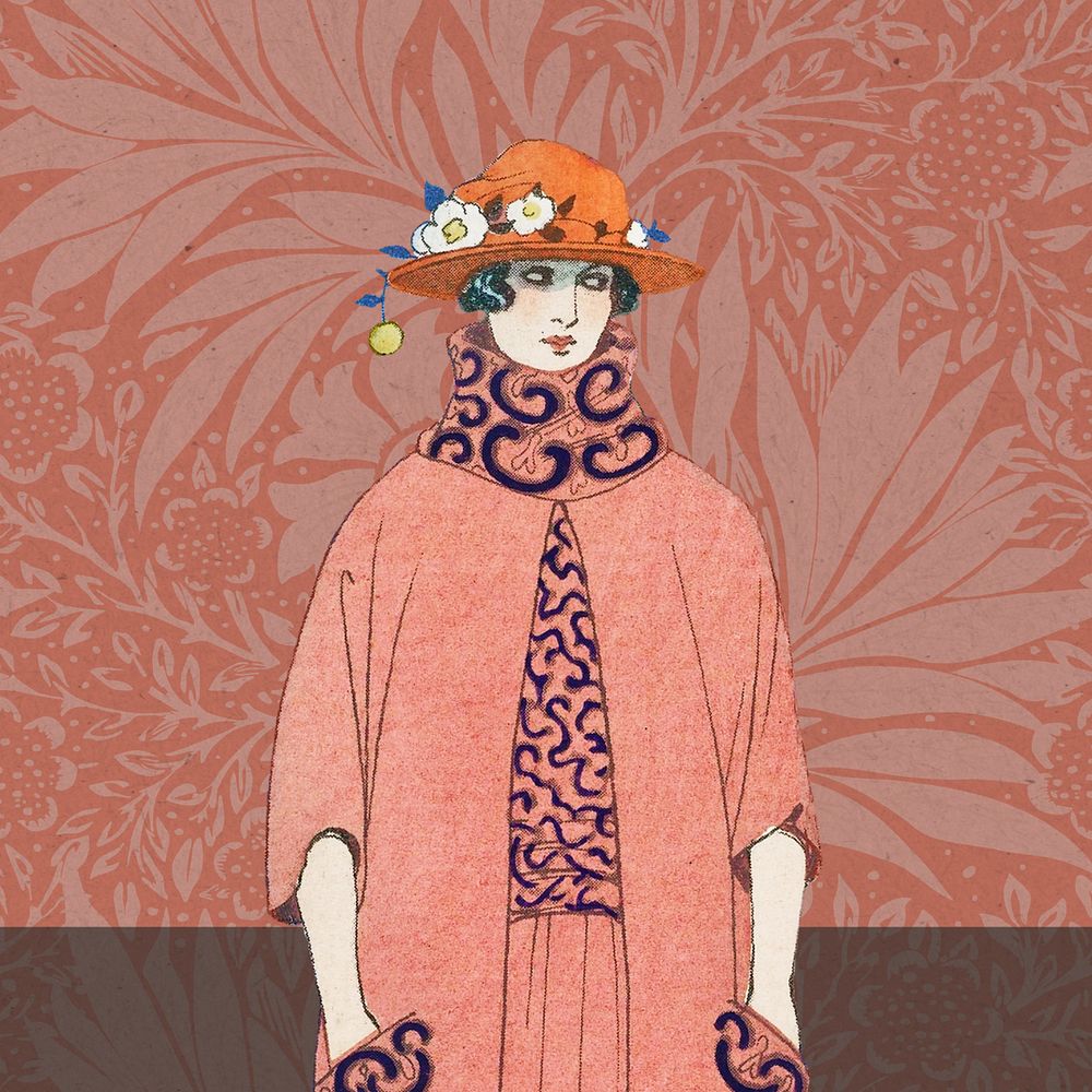 19th century woman, George Barbier's fashion illustration. Remixed by rawpixel.