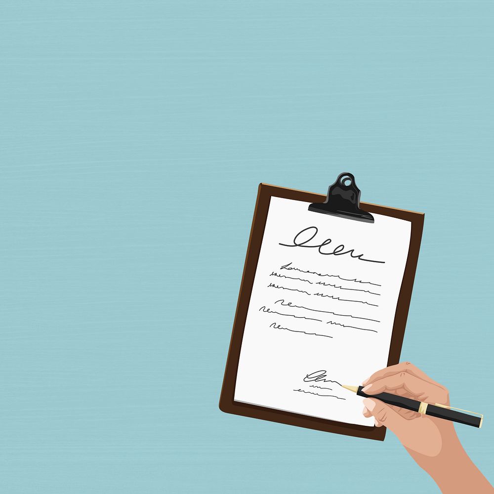 Contract signing, aesthetic illustration, editable design