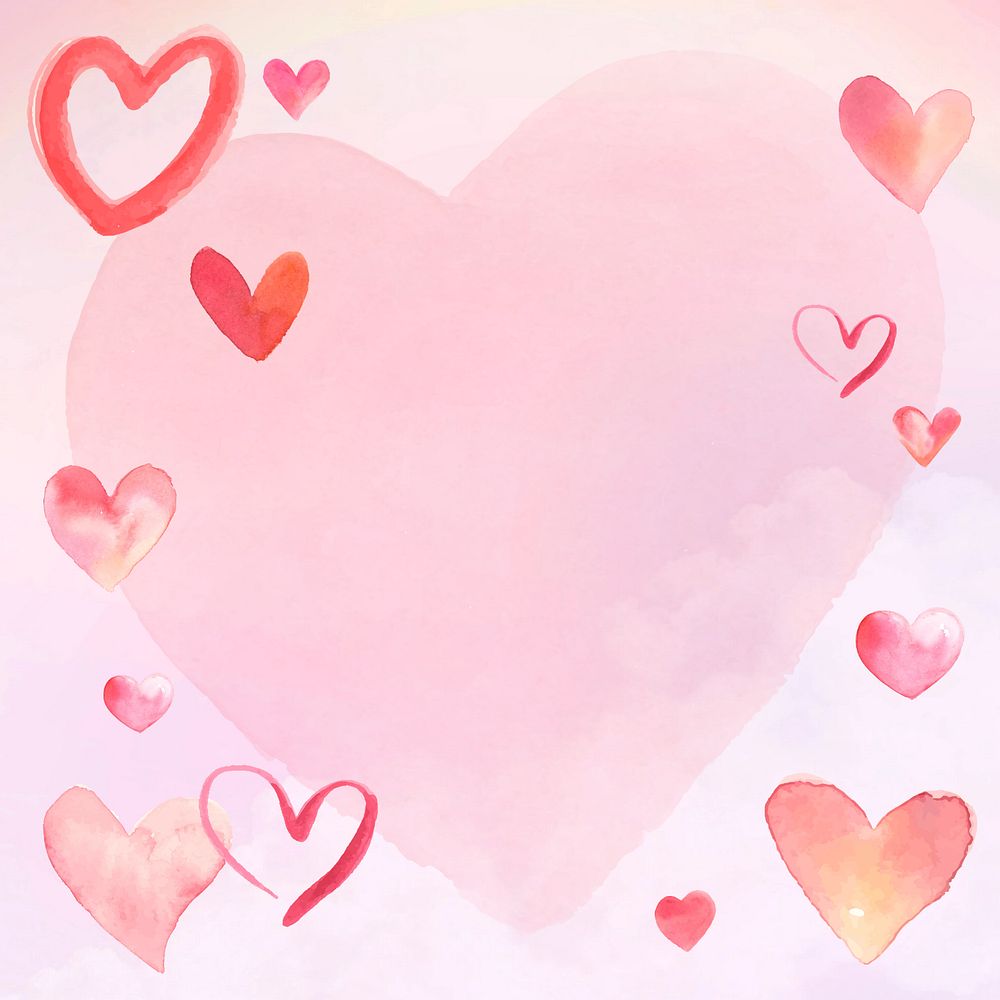 Pink watercolor heart background, editable design