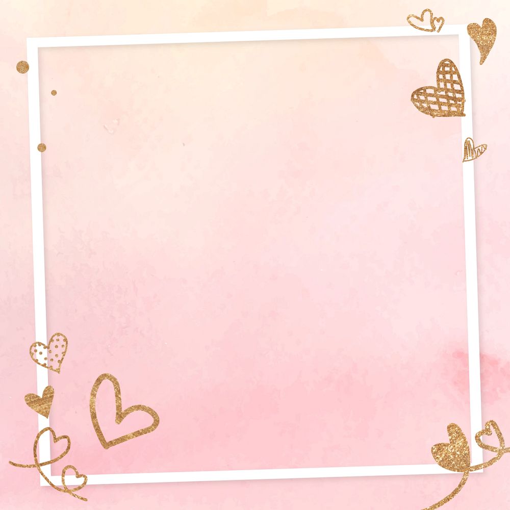 Gold heart frame background, editable design