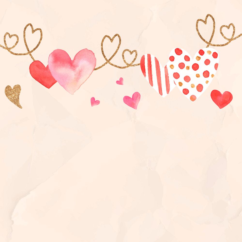 Pink watercolor heart background, editable design