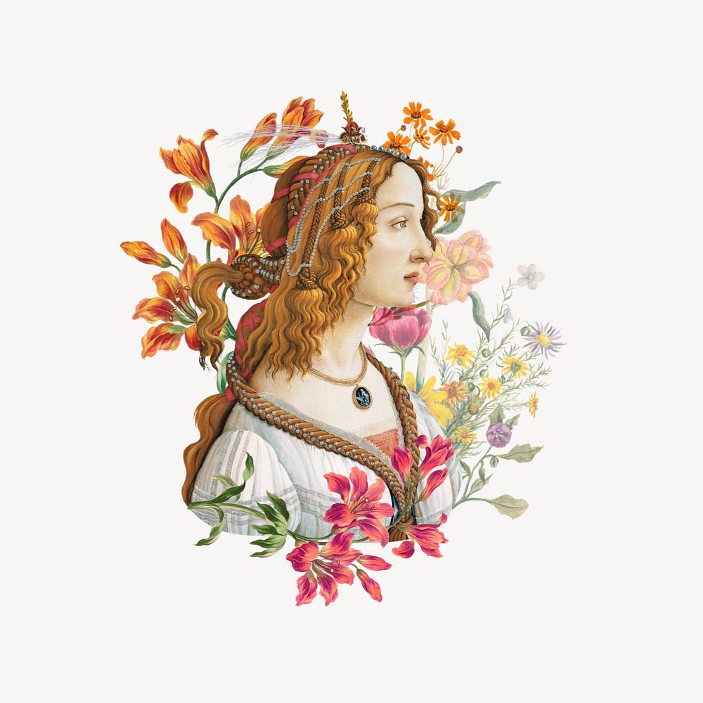 Sandro Botticelli's woman portrait. Remixed by rawpixel.