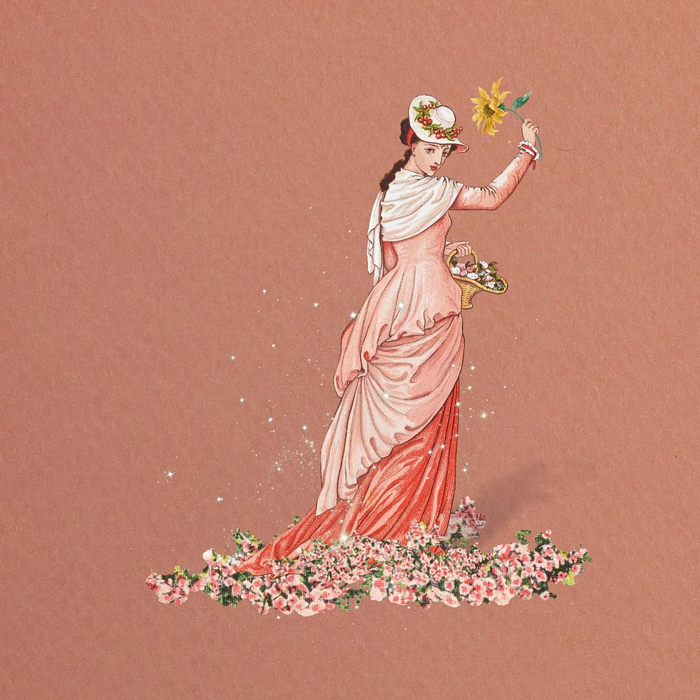 Walter Crane's Valentine, Victorian woman. Remixed by rawpixel.