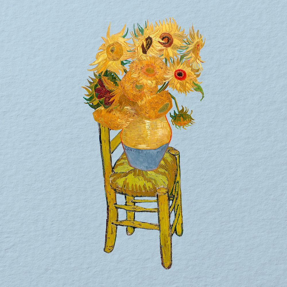 Van Gogh's sunflowers, vintage illustration. Remixed by rawpixel.