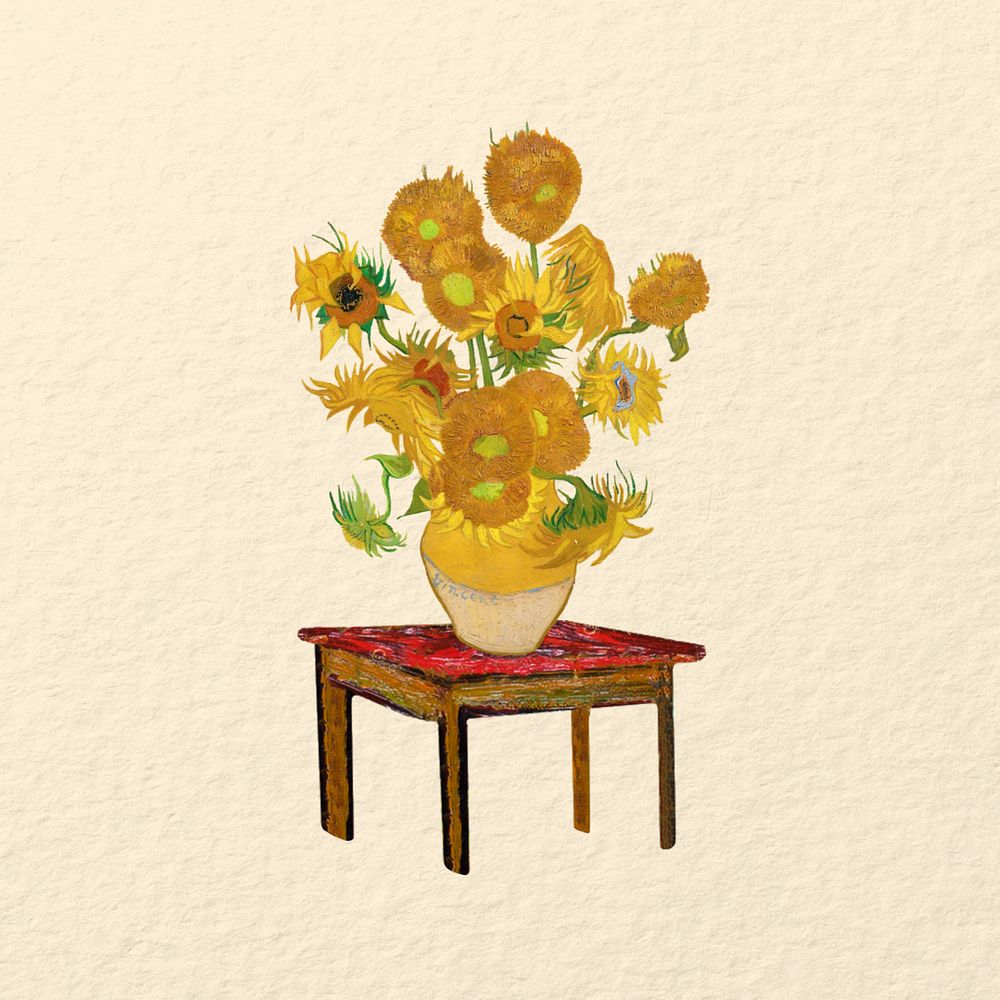 Van Gogh's sunflowers, vintage illustration. Remixed by rawpixel.