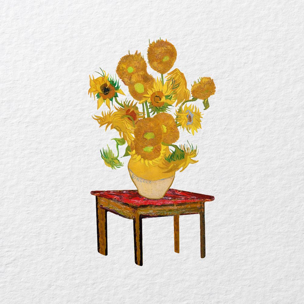 Van Gogh's sunflowers, vintage illustration. Remixed by rawpixel.