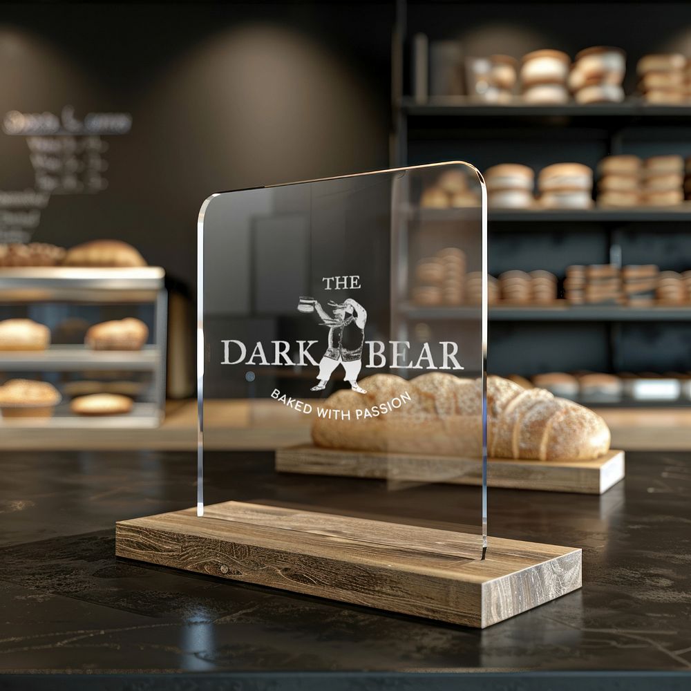 Editable bakery counter acrylic sign | Premium Mockup Generator - rawpixel