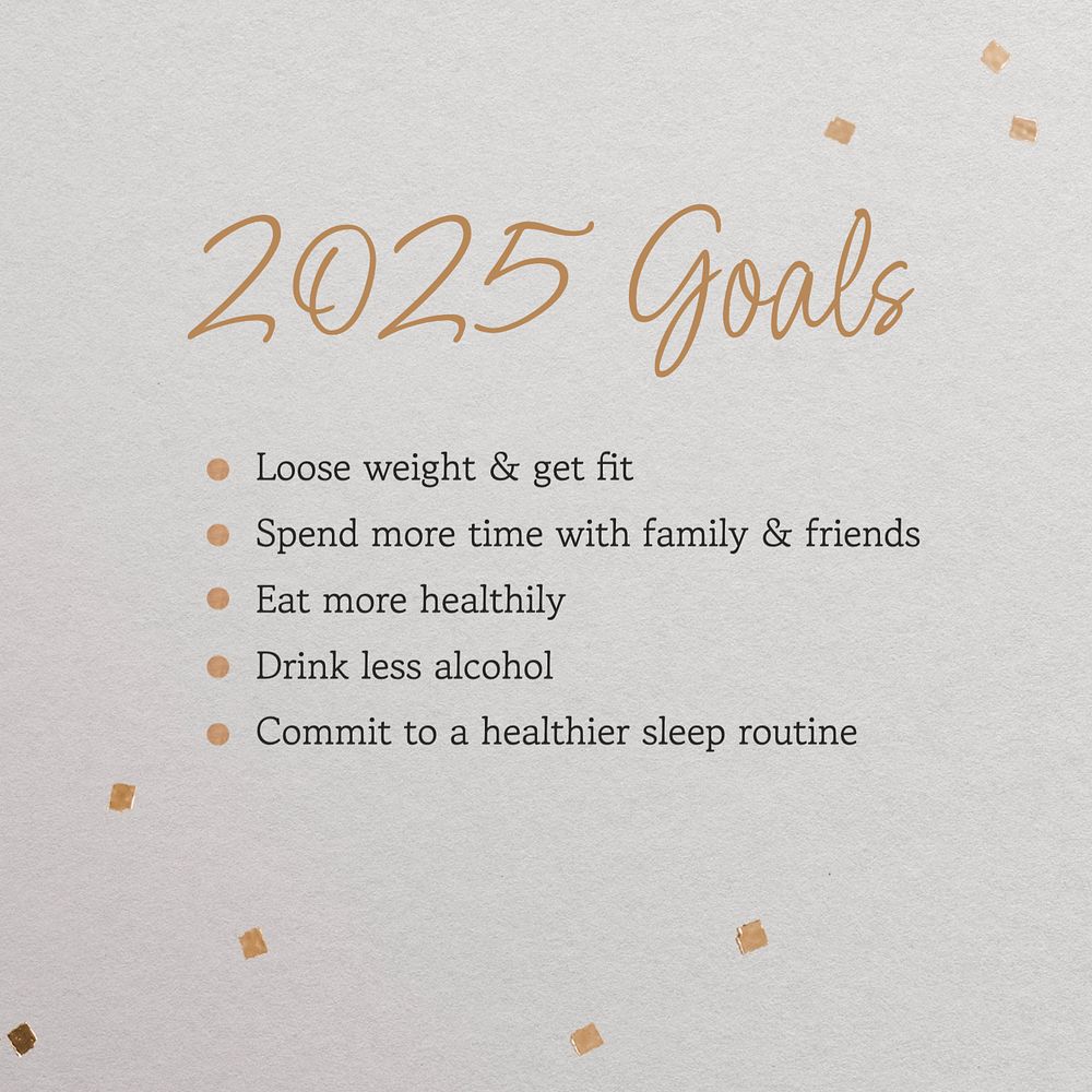 New year's goals Instagram post template, editable text