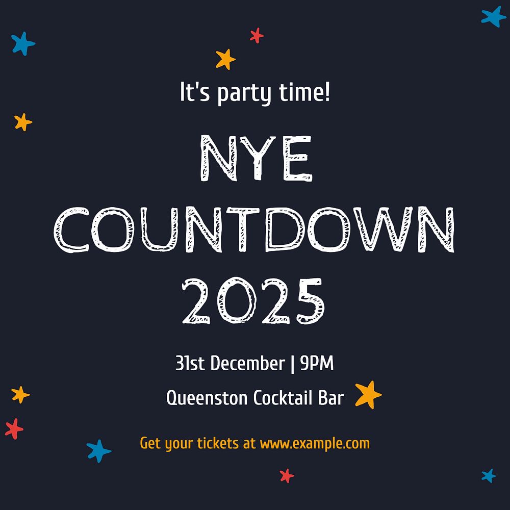 NYE countdown Instagram post template, editable text