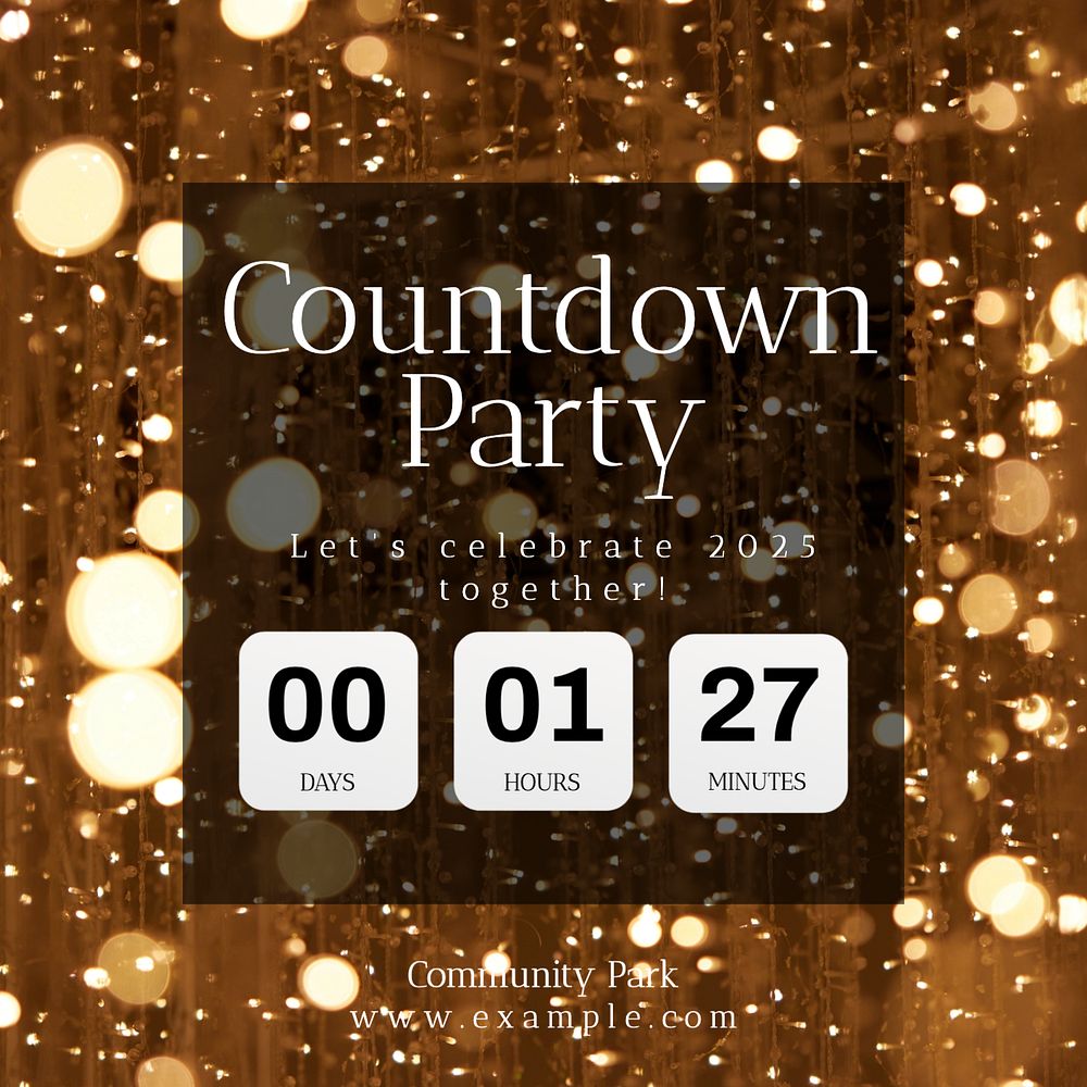 Countdown party Instagram post template, editable text