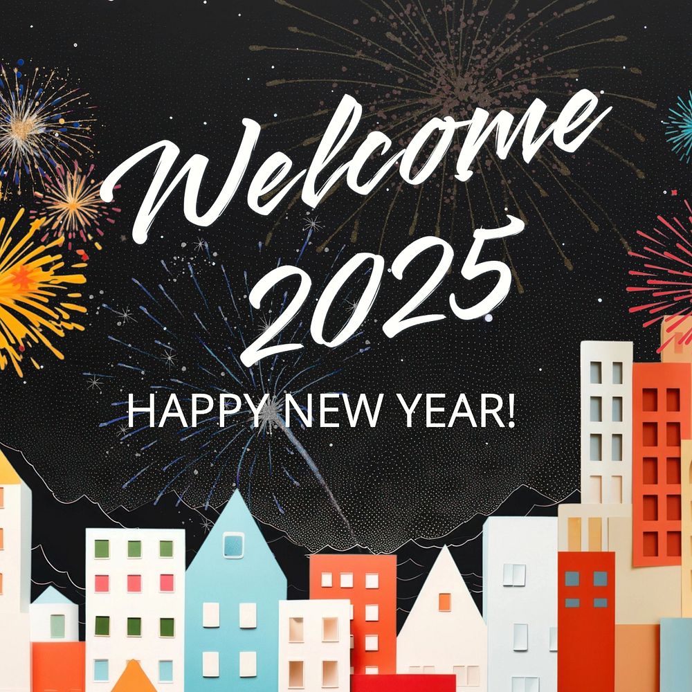 New year Instagram post template, editable text