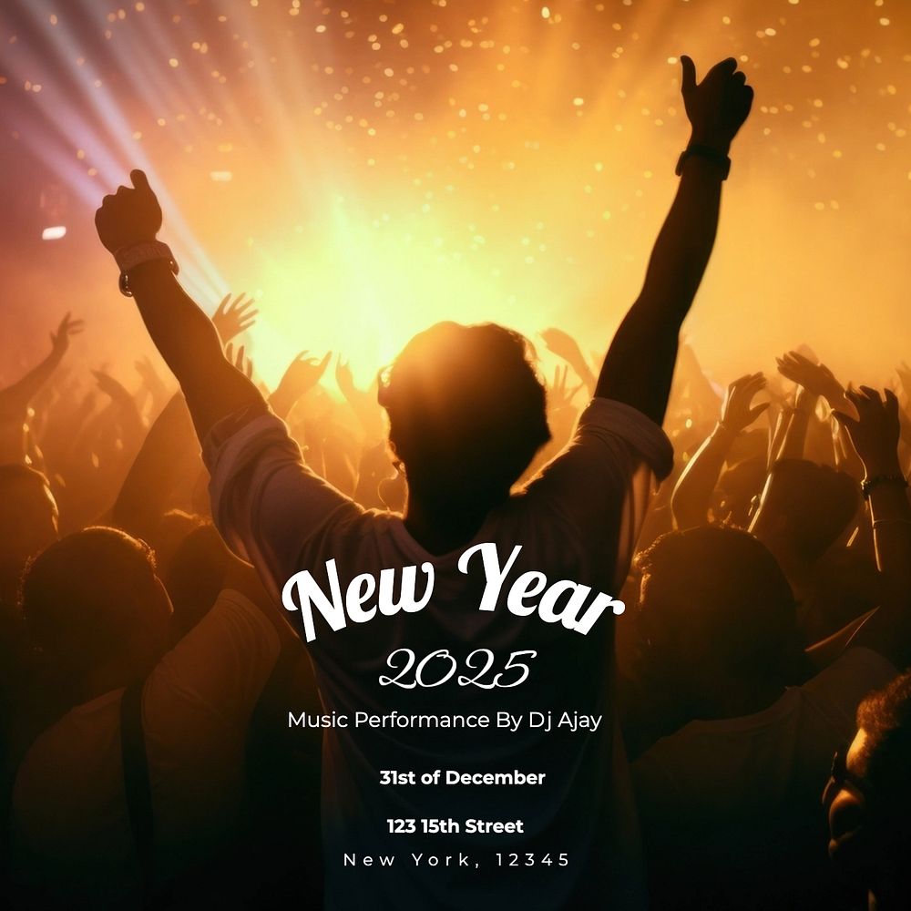 New year party Instagram post template, editable text