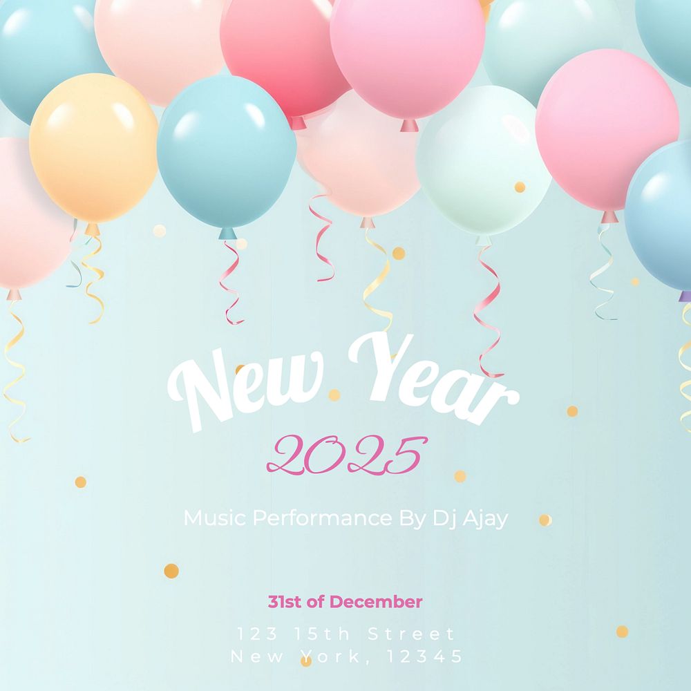 New year party Instagram post template, editable text