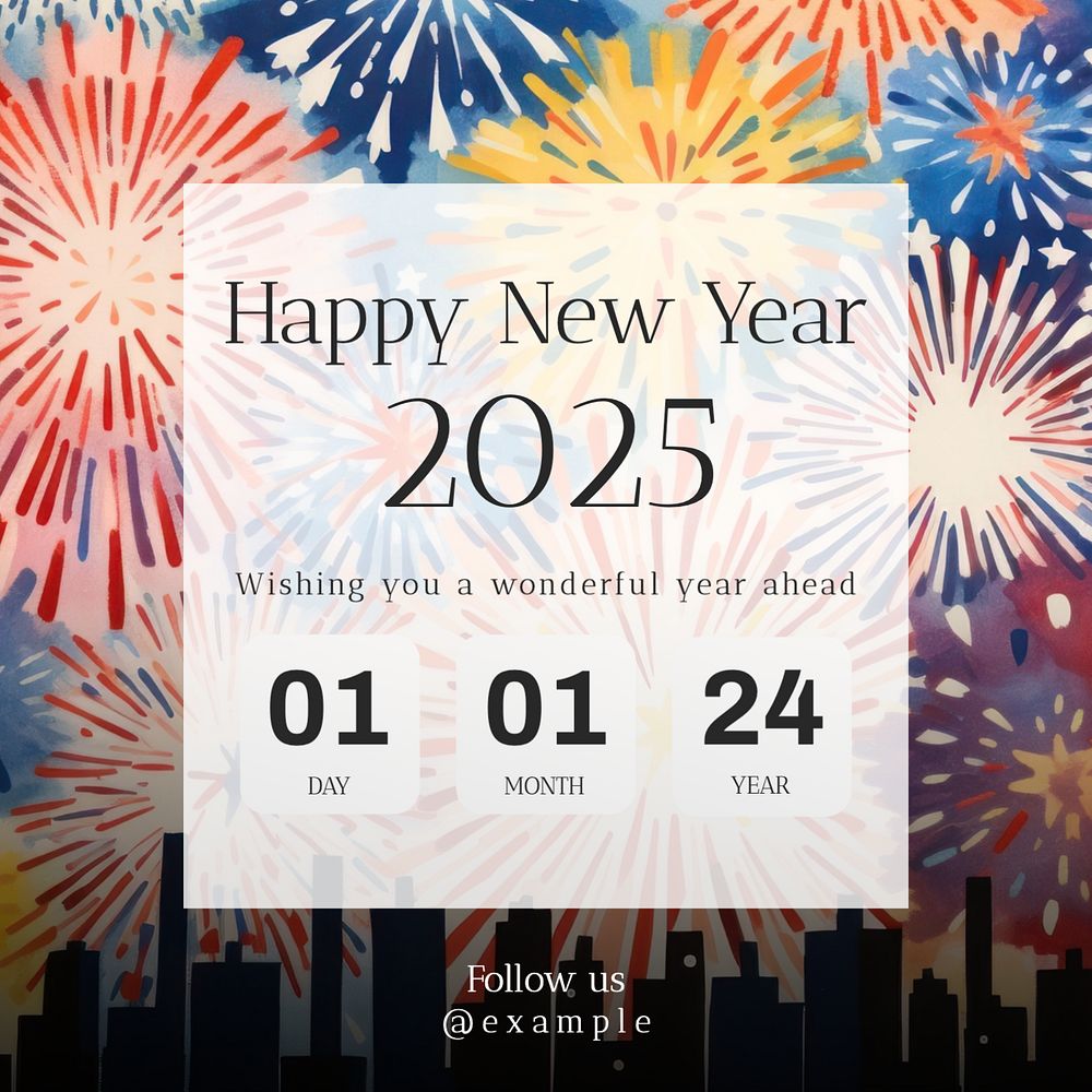 Happy new year Instagram post template, editable text