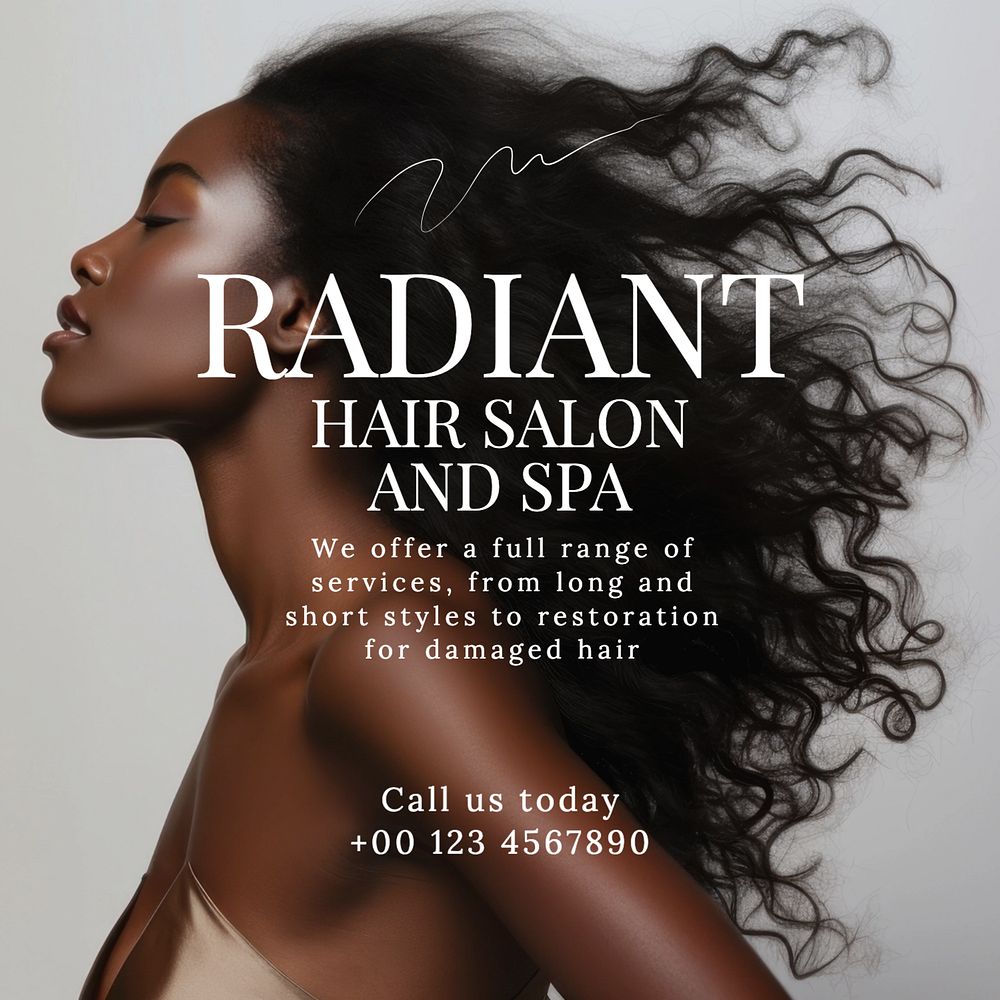Hair salon Instagram post template, editable text