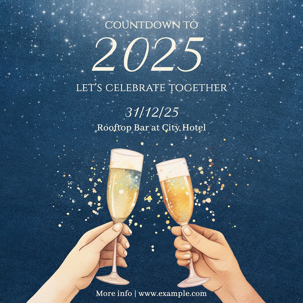 Countdown party Facebook post template, editable design