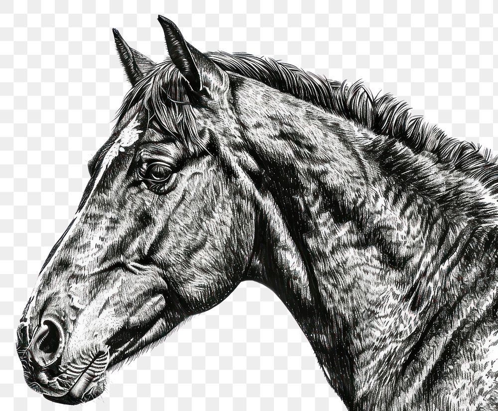 PNG Ink drawing Horse horse illustrated sketch.