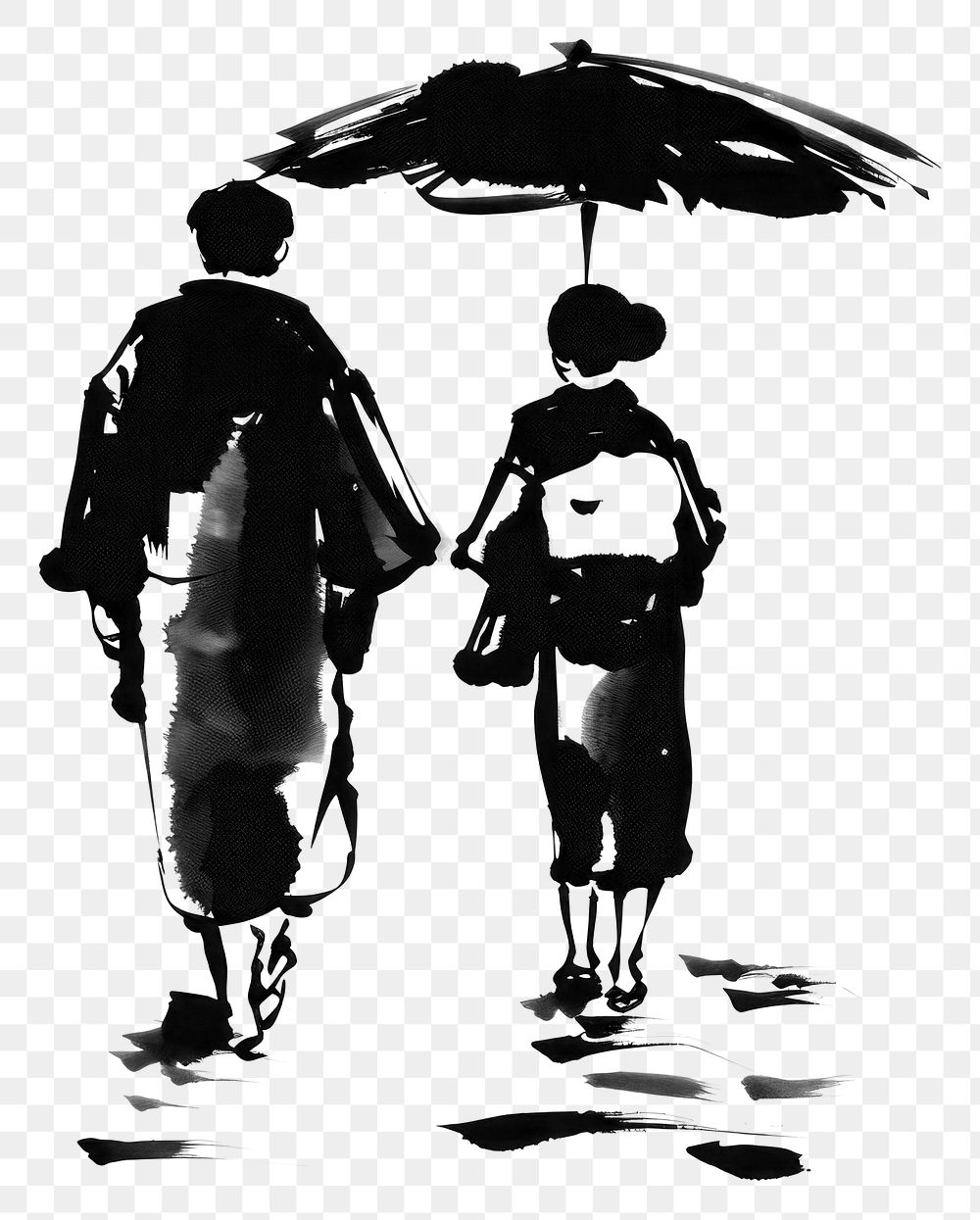 PNG Couple Japanese minimal silhouette stencil person.