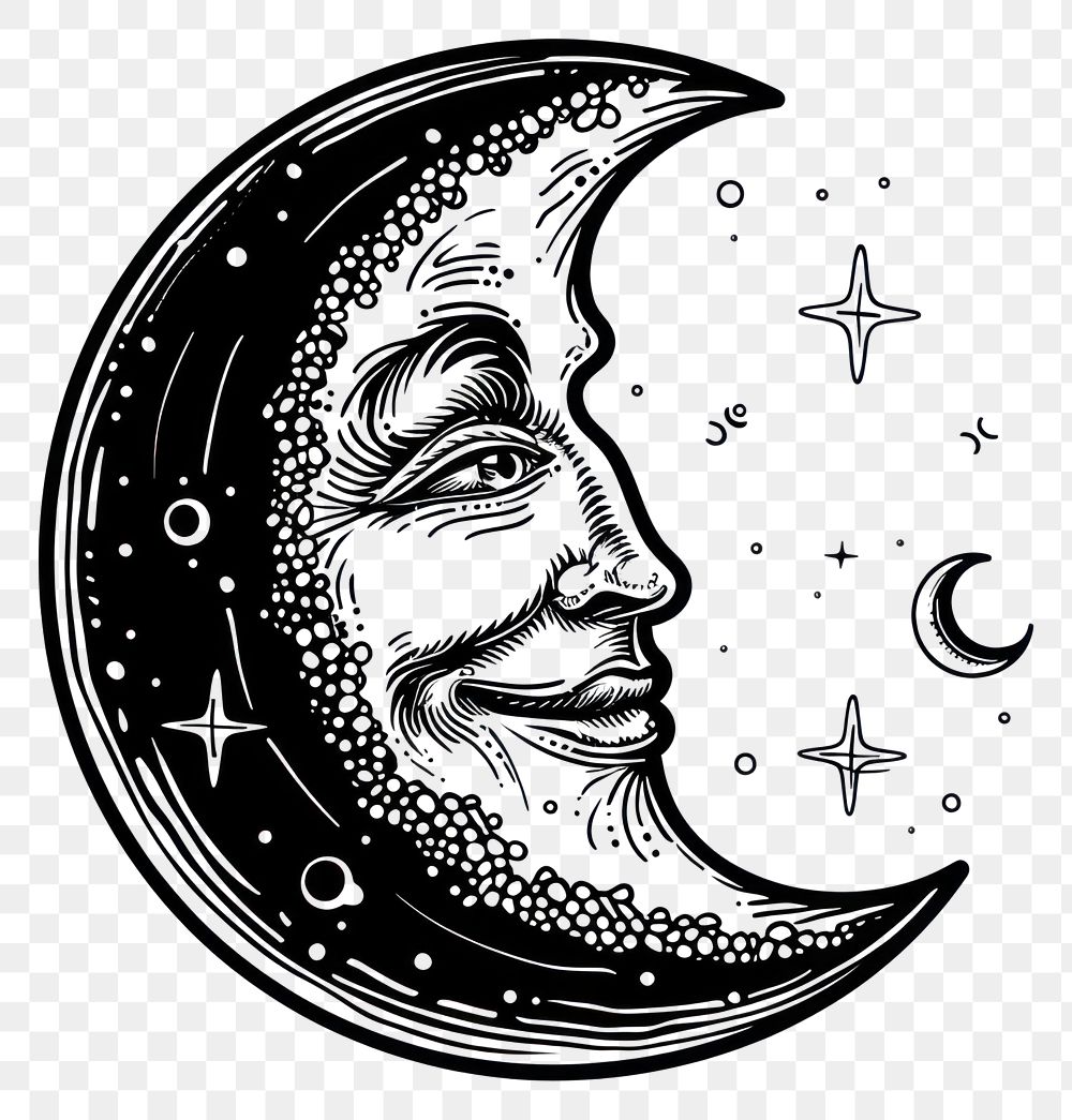 PNG Moon cartoon logo illustrated astronomy.