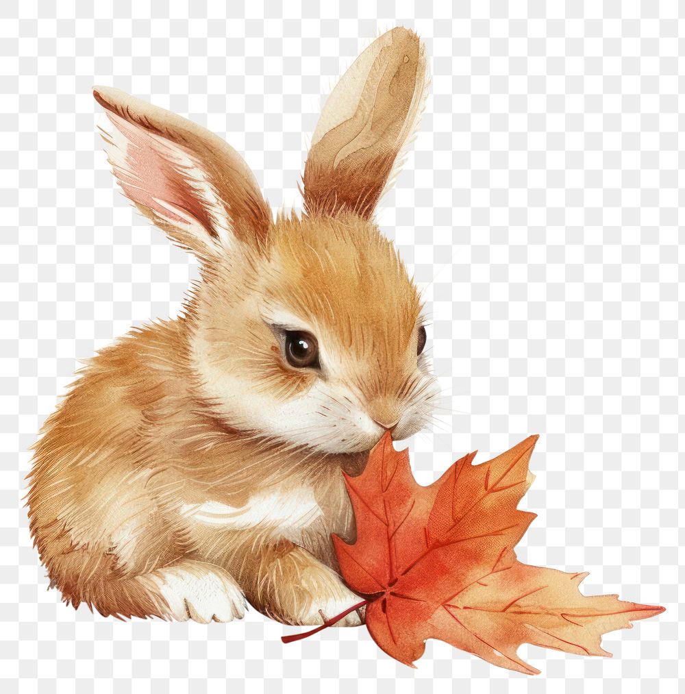 PNG Bunny playing in fall leaf rat animal mammal.