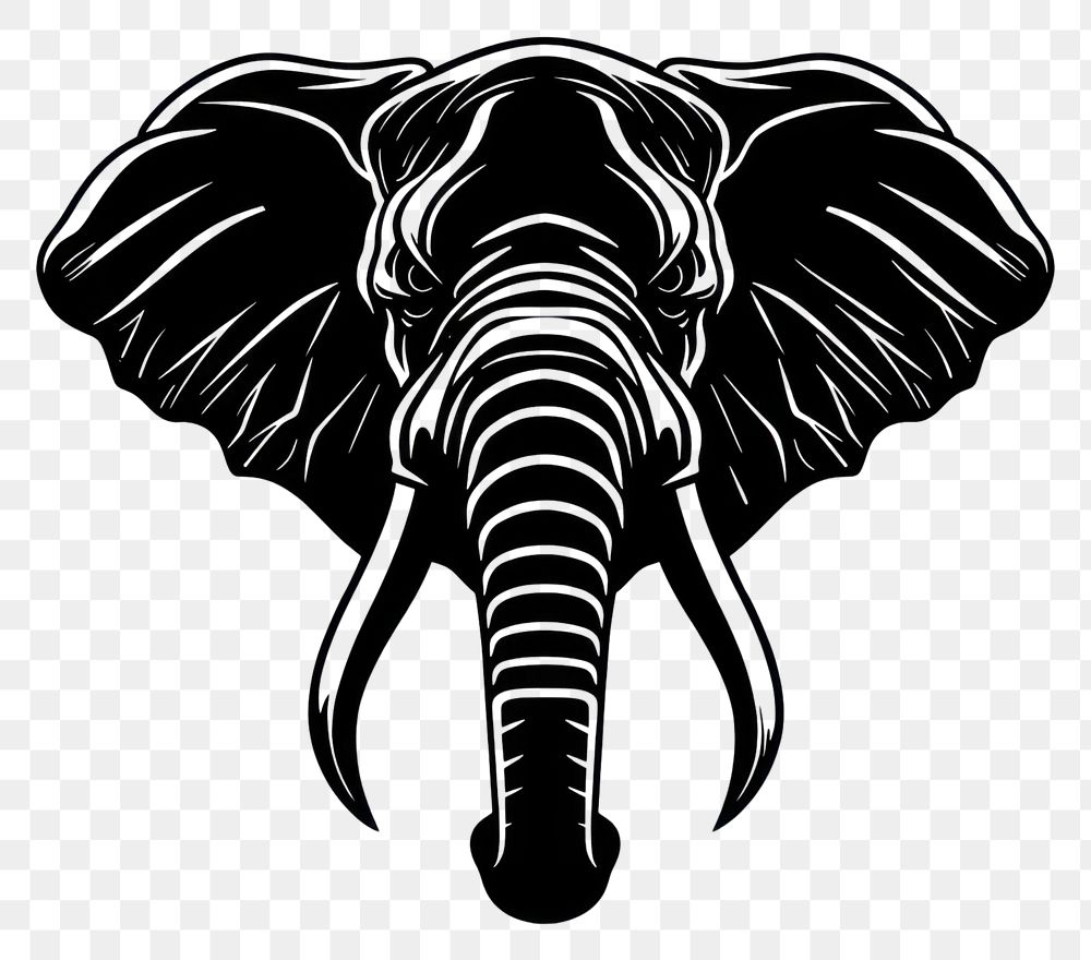 PNG Elephant wildlife stencil animal.