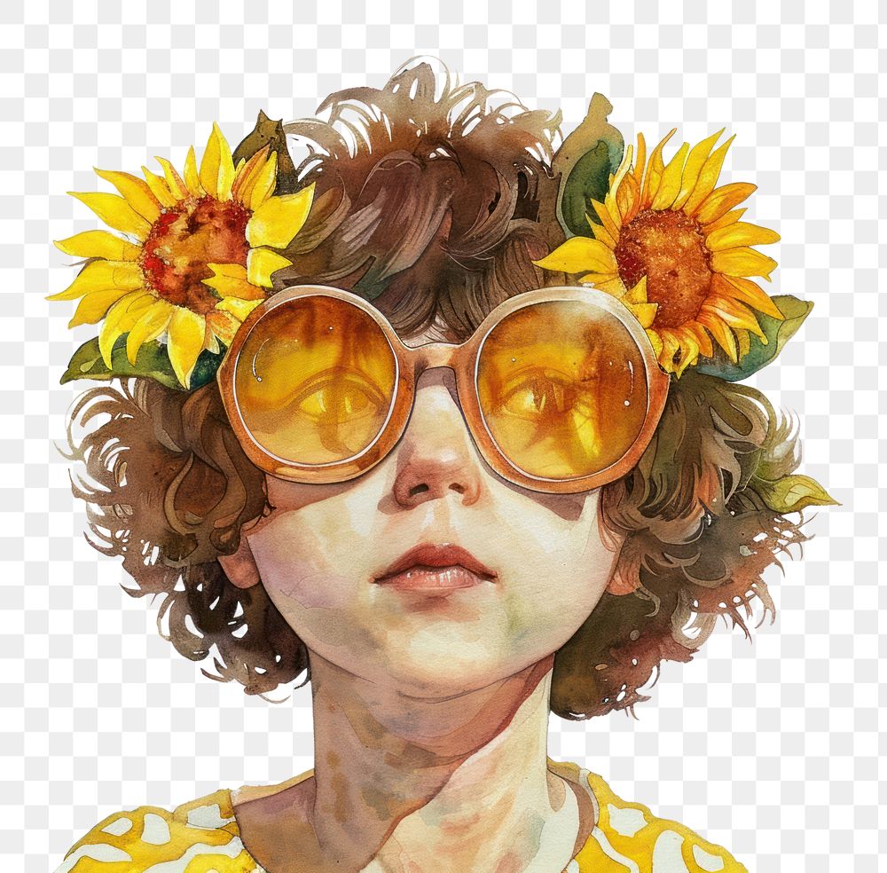 PNG Sunglasses sunflower art accessories.