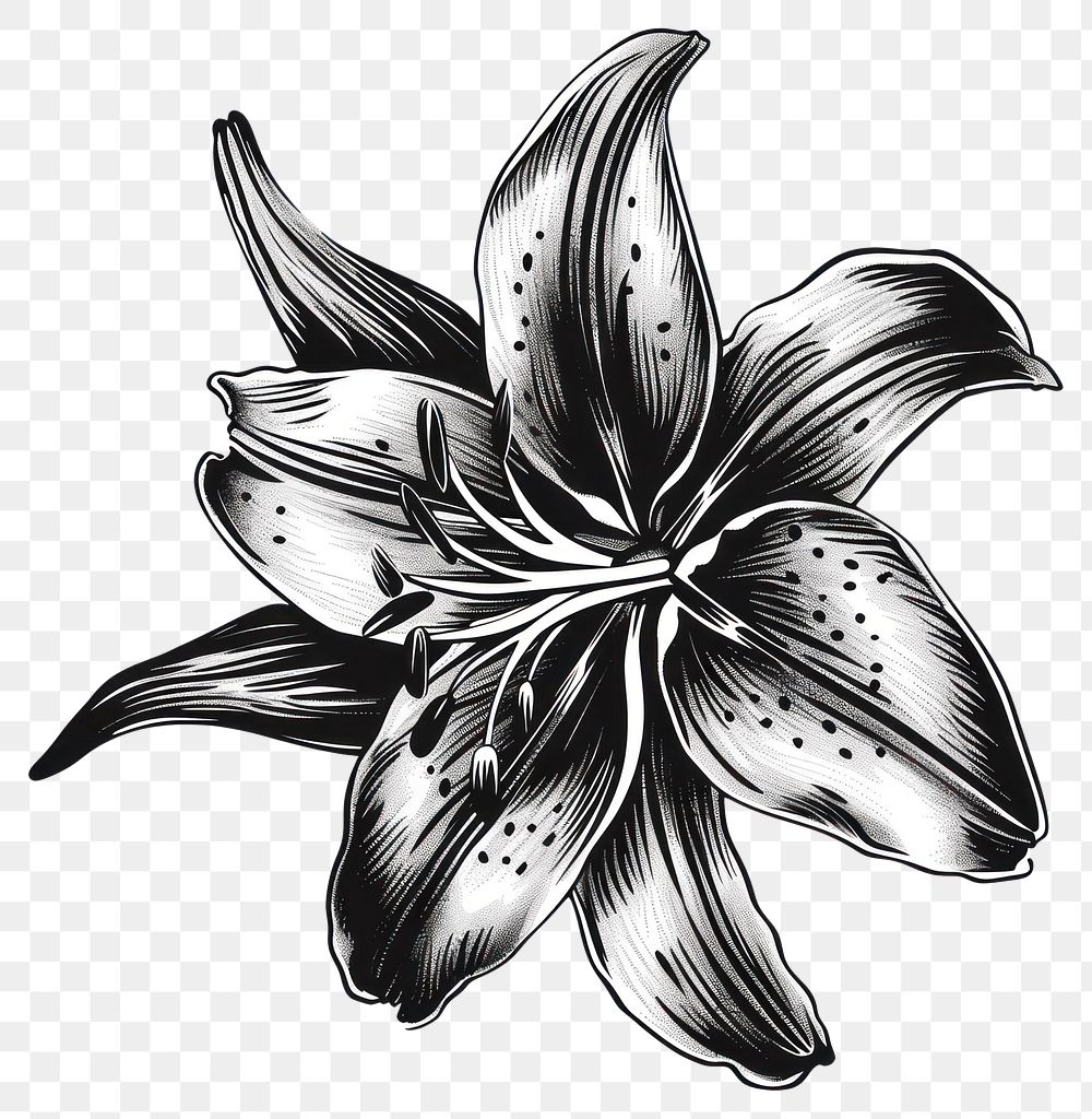 PNG Lilly illustrated blossom drawing.