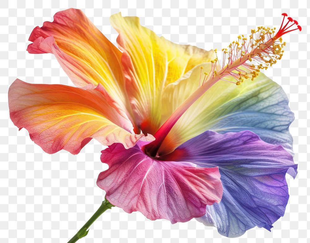 PNG Colorful rainbow hibicus flower hibiscus blossom.