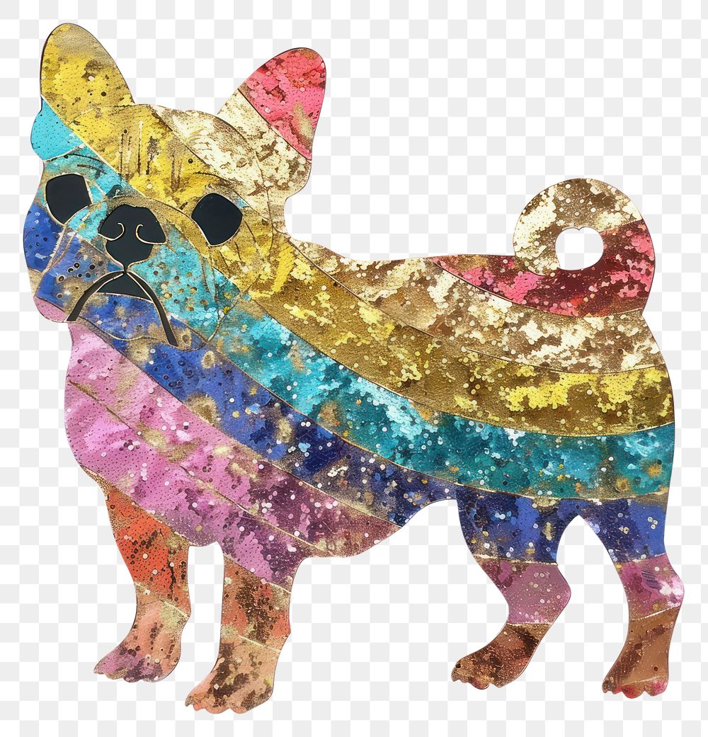 PNG Dog shape collage cutouts figurine reptile animal.