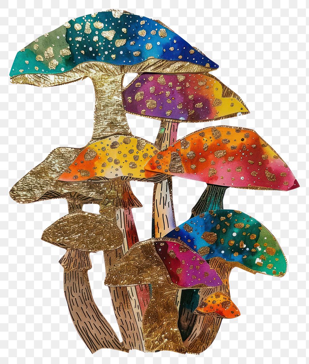 PNG Mushroom shape collage cutouts accessories handicraft accessory.