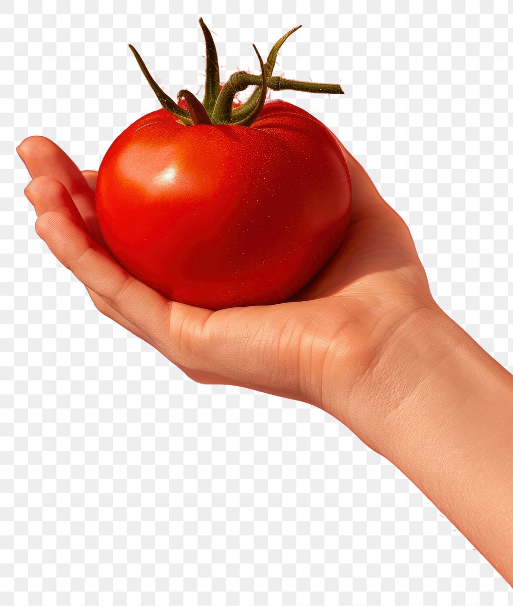 PNG Hand holding a tomato vegetable produce person.