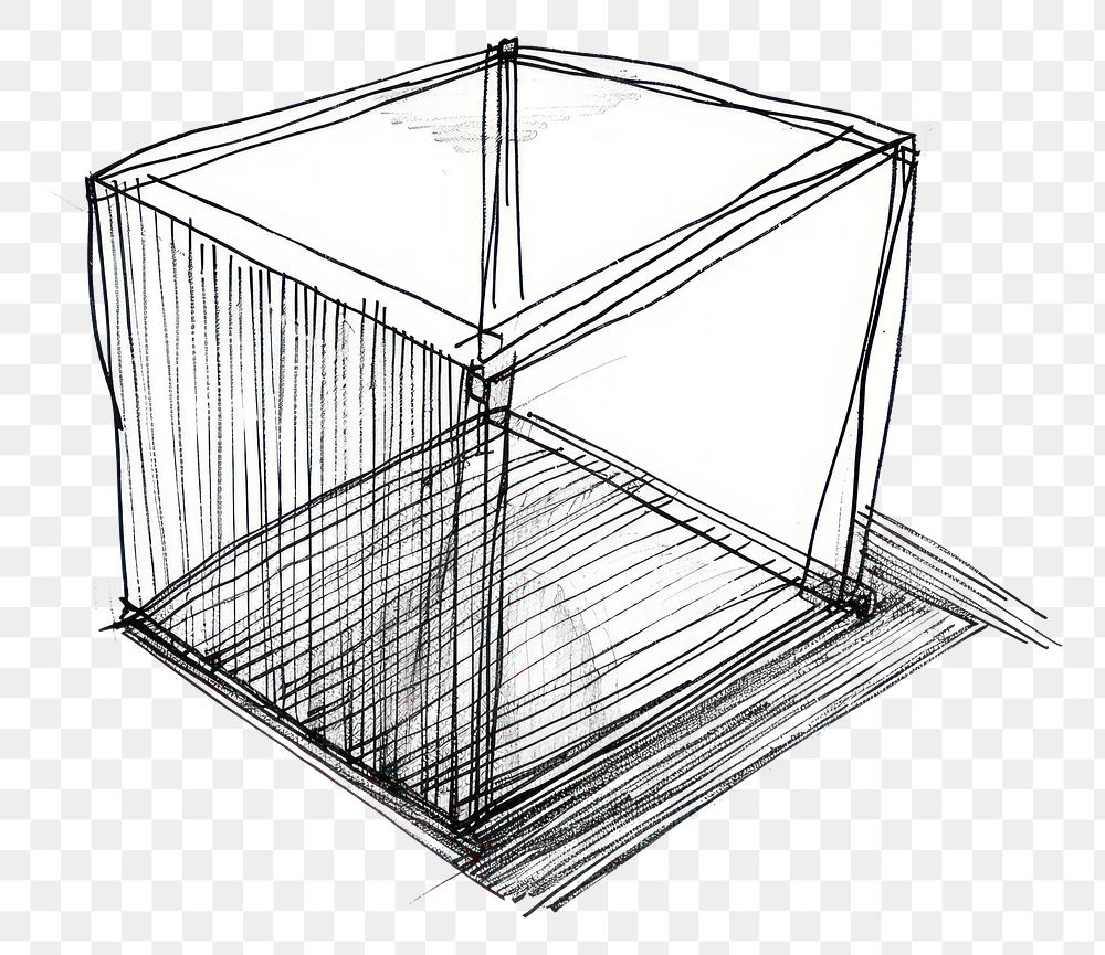 PNG Metal cube drawing illustrated chandelier.