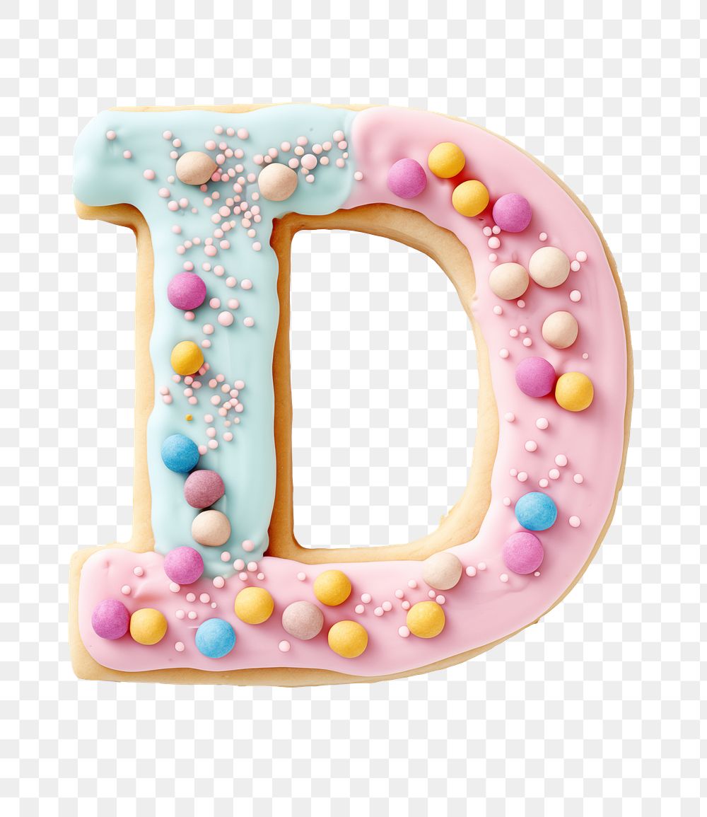 Letter D png cookie art alphabet, transparent background