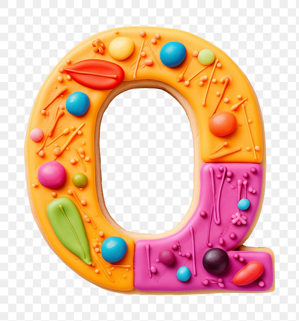 Letter Q png cookie art alphabet, transparent background