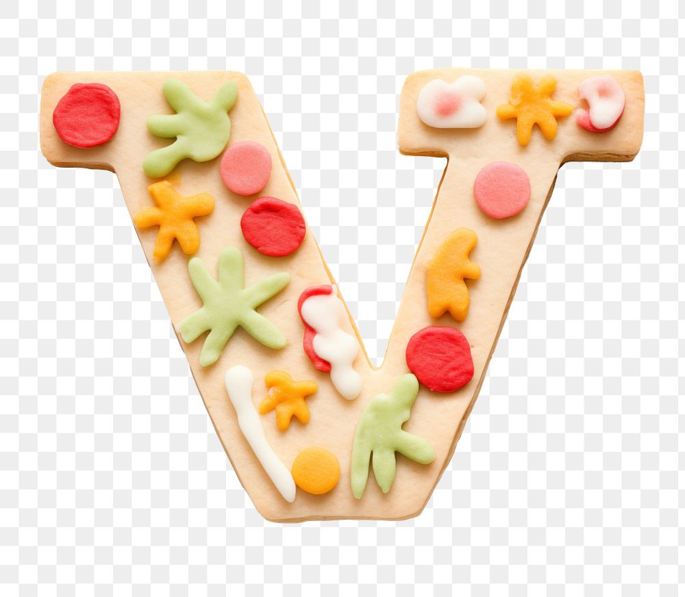 Letter V png cookie art alphabet, transparent background