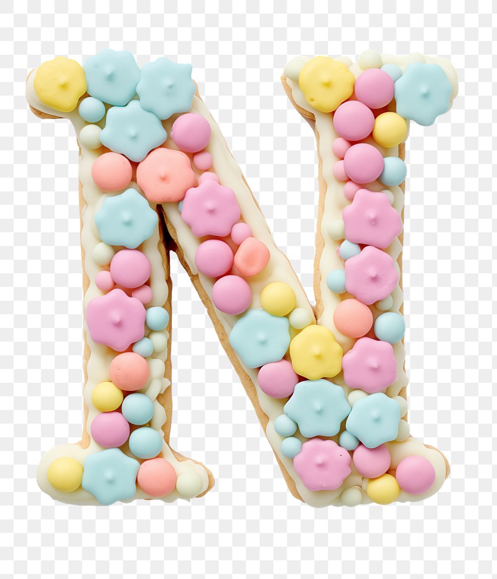Letter N png cookie art alphabet, transparent background