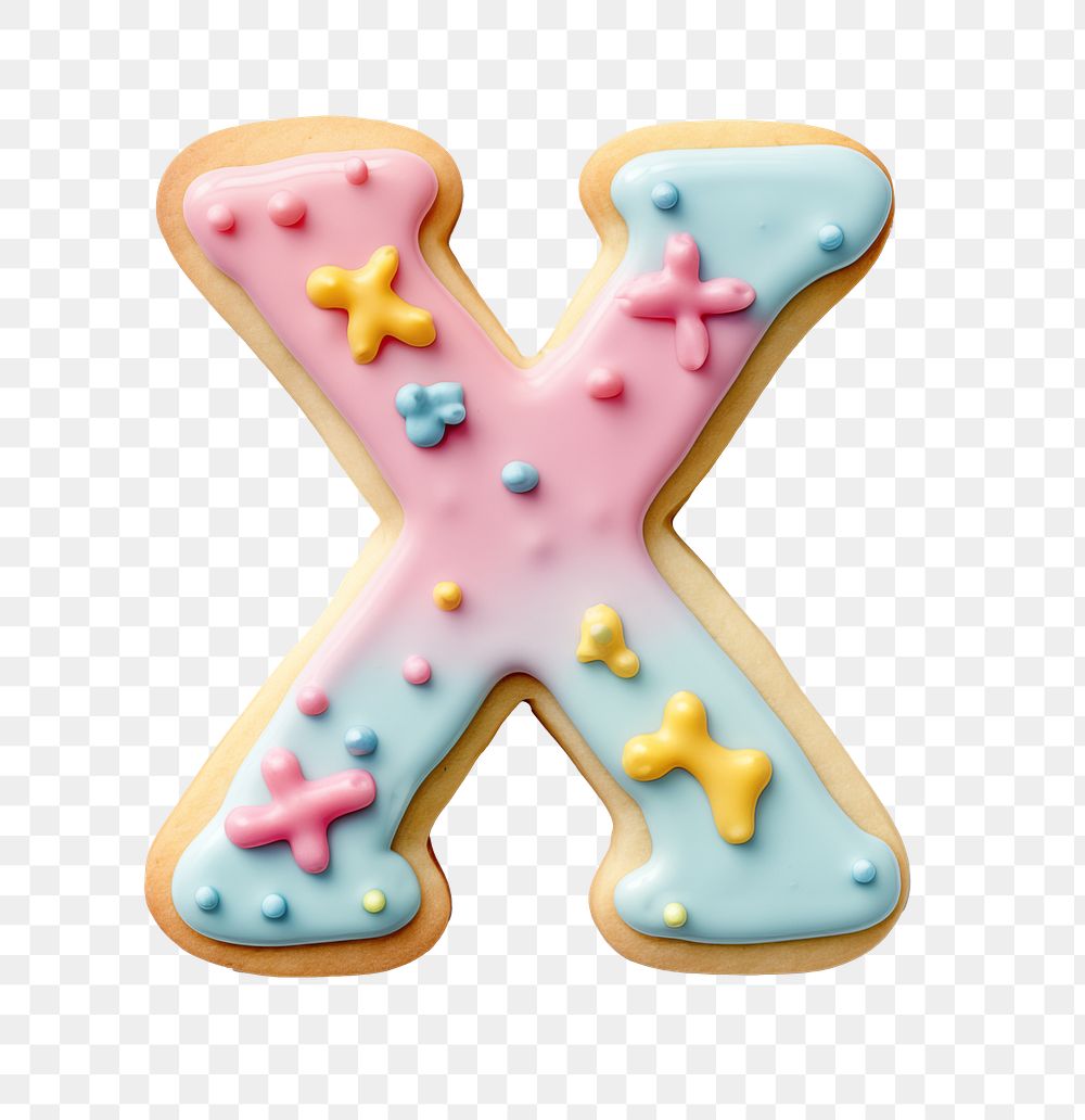 Letter X png cookie art alphabet, transparent background
