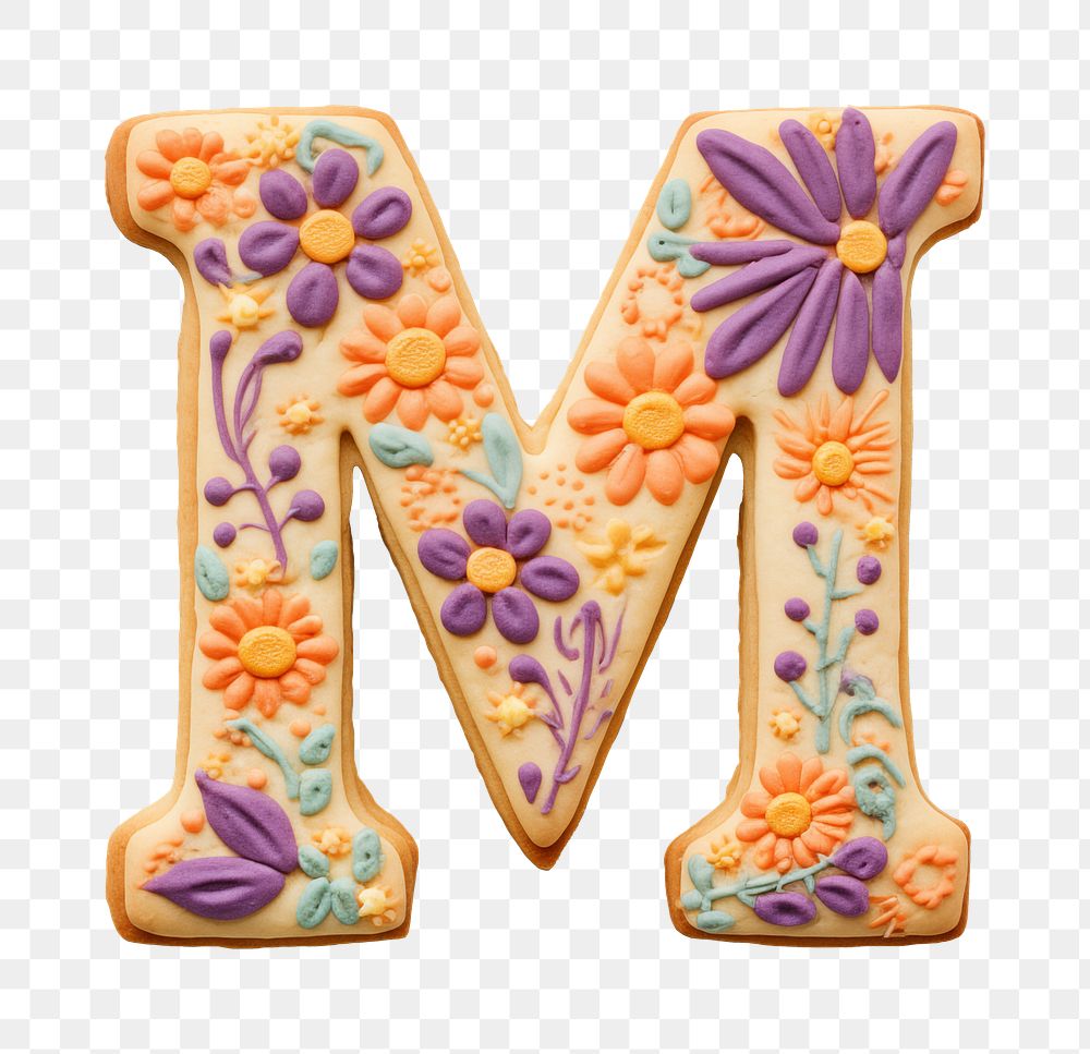 Letter M png cookie art alphabet, transparent background