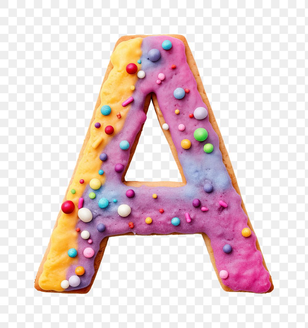 Letter A png cookie art alphabet, transparent background