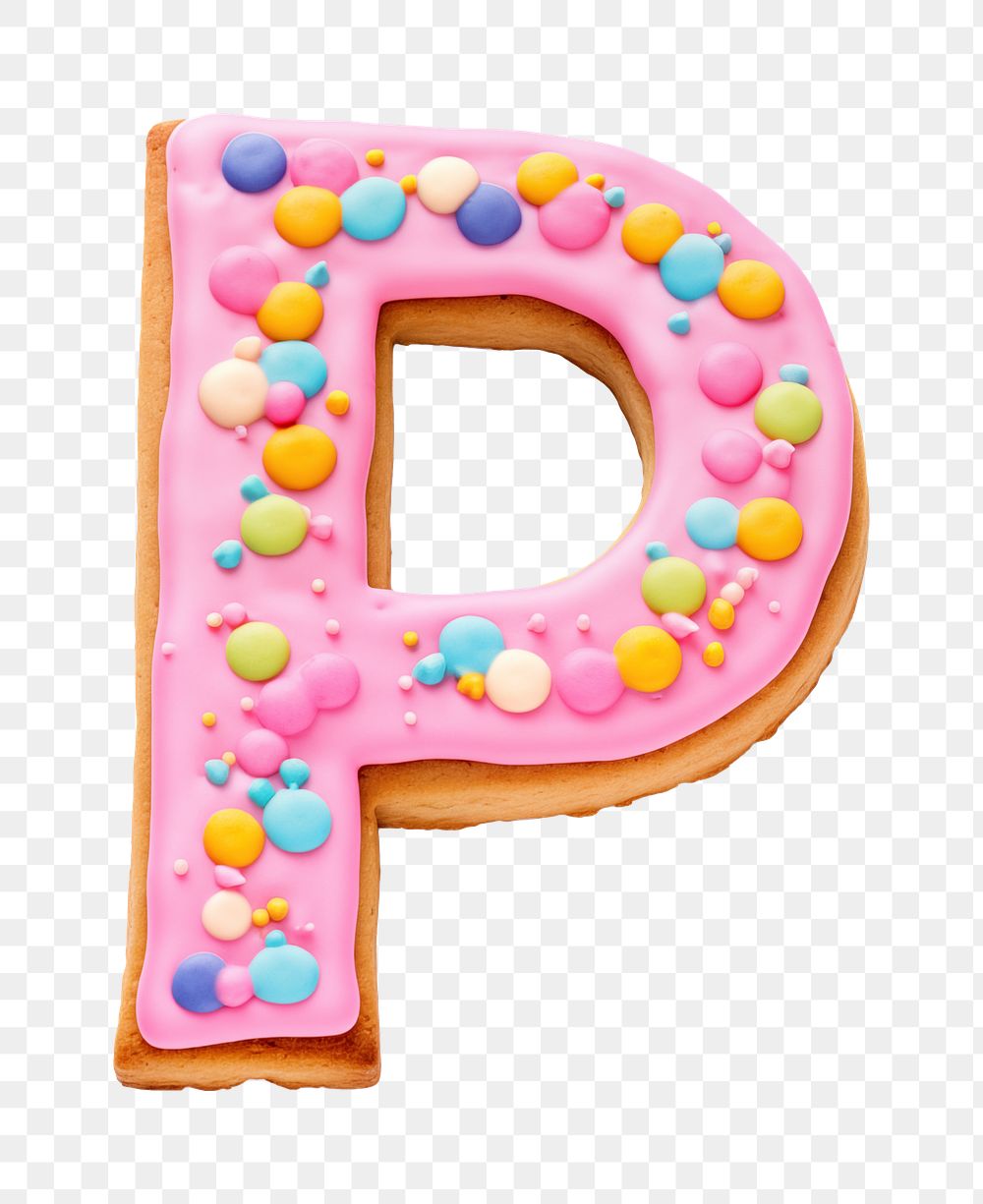 Letter P png cookie art alphabet, transparent background