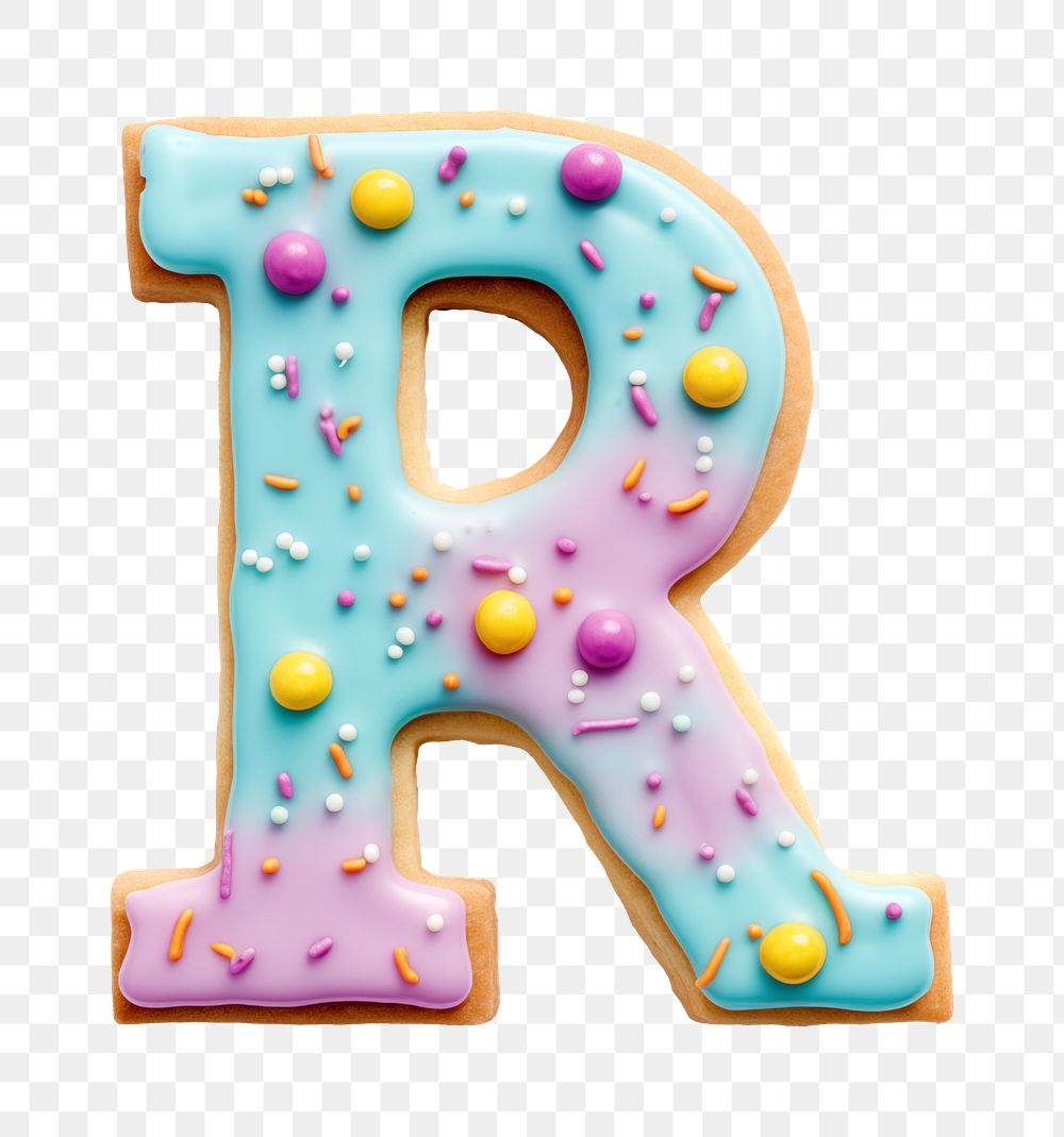 Letter R png cookie art alphabet, transparent background