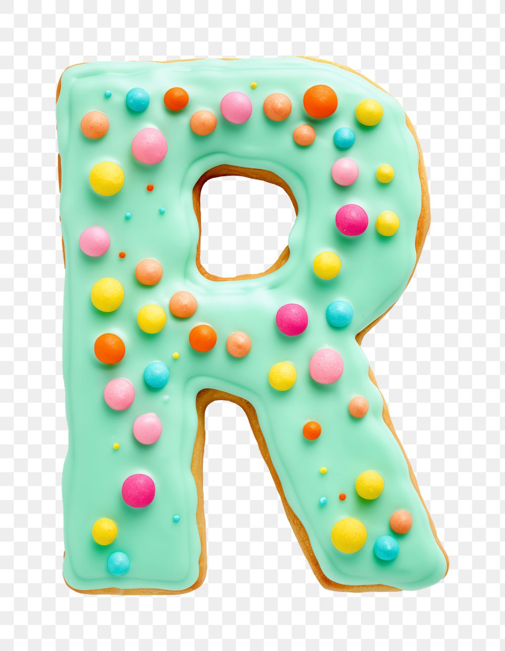 Letter R png cookie art alphabet, transparent background