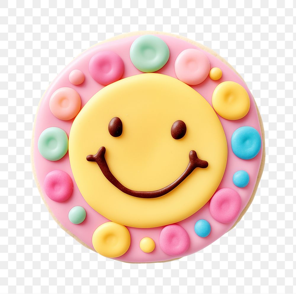 Smiling face icon png cookie art shape, transparent background