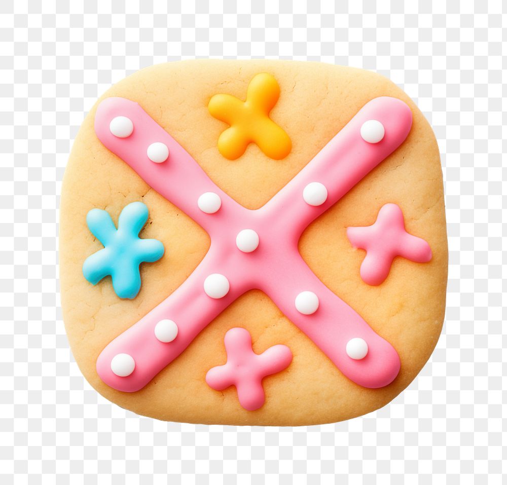 Cross mark icon png cookie art shape, transparent background